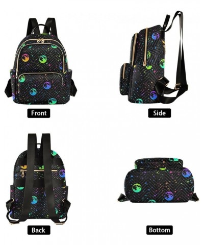 Rainbow Sun Moon and Stars Women Backpack Purse Shoulder Bag Color Small $15.51 Backpacks