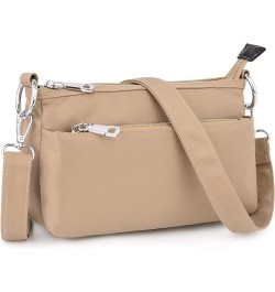 Small Crossbody Bags for Women 3 Zippers Shoulder Purse with Detachable Handle and Adjustable Strap 1246 Apricot $14.30 Cross...