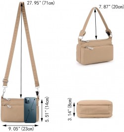 Small Crossbody Bags for Women 3 Zippers Shoulder Purse with Detachable Handle and Adjustable Strap 1246 Apricot $14.30 Cross...