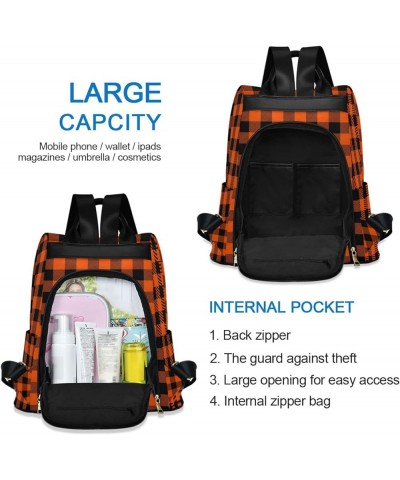 Boho Style Mandala Fashion Backpack Purse for Women Anti Theft Back Pack Shoulder Bag Orange Black Plaid $18.80 Backpacks