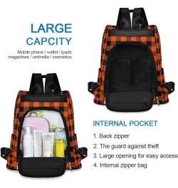 Boho Style Mandala Fashion Backpack Purse for Women Anti Theft Back Pack Shoulder Bag Orange Black Plaid $18.80 Backpacks