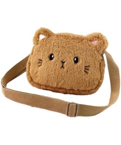 Plush Bear Crossbody Bag Cute Shoulder Bag Small Purse for Women with Zipper Closure and Adjustable Shoulder Strap Brown $9.8...