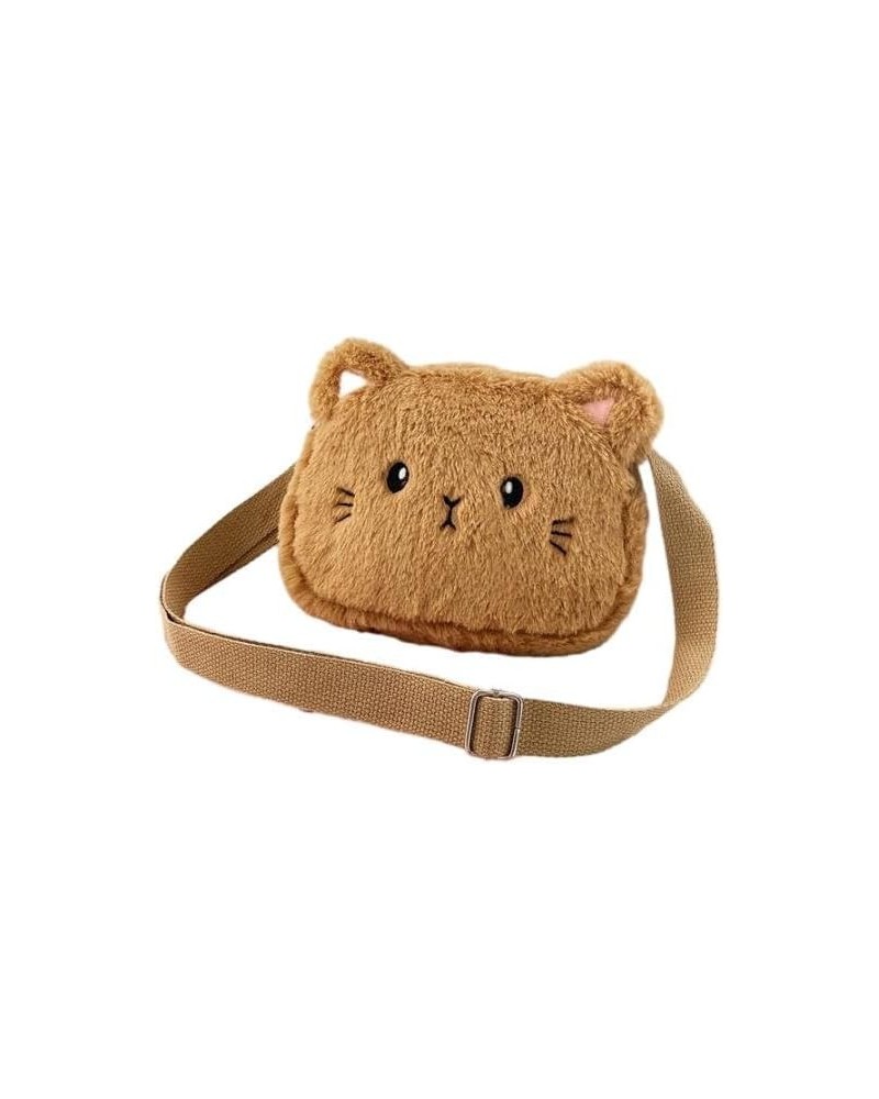 Plush Bear Crossbody Bag Cute Shoulder Bag Small Purse for Women with Zipper Closure and Adjustable Shoulder Strap Brown $9.8...