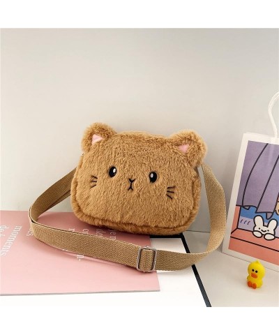 Plush Bear Crossbody Bag Cute Shoulder Bag Small Purse for Women with Zipper Closure and Adjustable Shoulder Strap Brown $9.8...