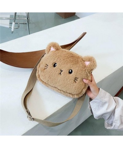 Plush Bear Crossbody Bag Cute Shoulder Bag Small Purse for Women with Zipper Closure and Adjustable Shoulder Strap Brown $9.8...