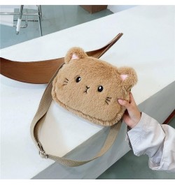 Plush Bear Crossbody Bag Cute Shoulder Bag Small Purse for Women with Zipper Closure and Adjustable Shoulder Strap Brown $9.8...