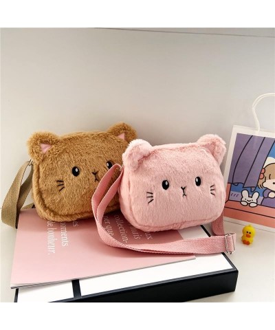 Plush Bear Crossbody Bag Cute Shoulder Bag Small Purse for Women with Zipper Closure and Adjustable Shoulder Strap Brown $9.8...