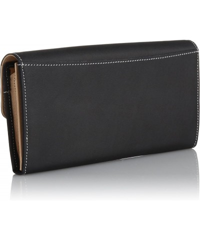 Women's Long Wallet with a Unique Texture of Natural Materials Dark Blue/White Stitching [Navy] 10901 $59.30 Wallets