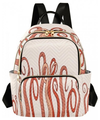 Backpack Purse for Women Red Octopus Tentacles, Mini Fashion Backpack Lightweight Casual Daypack Shoulder Bag Travel Backpack...