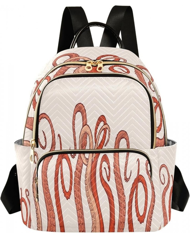 Backpack Purse for Women Red Octopus Tentacles, Mini Fashion Backpack Lightweight Casual Daypack Shoulder Bag Travel Backpack...