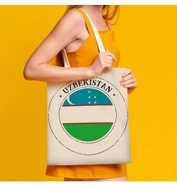 Uganda Flag Tote Bag National Flag Canvas Tote Bag with Handle Cute Book Bag Shopping Shoulder Bag for Women Girls Uzbekistan...