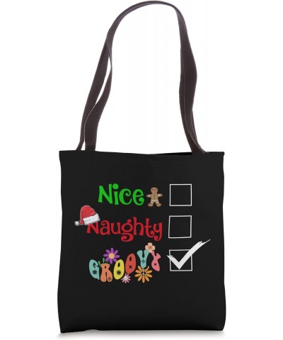 Nice Naughty Groovy Funny Christmas Pyjama Pjs Hippie Flower Tote Bag $10.53 Totes