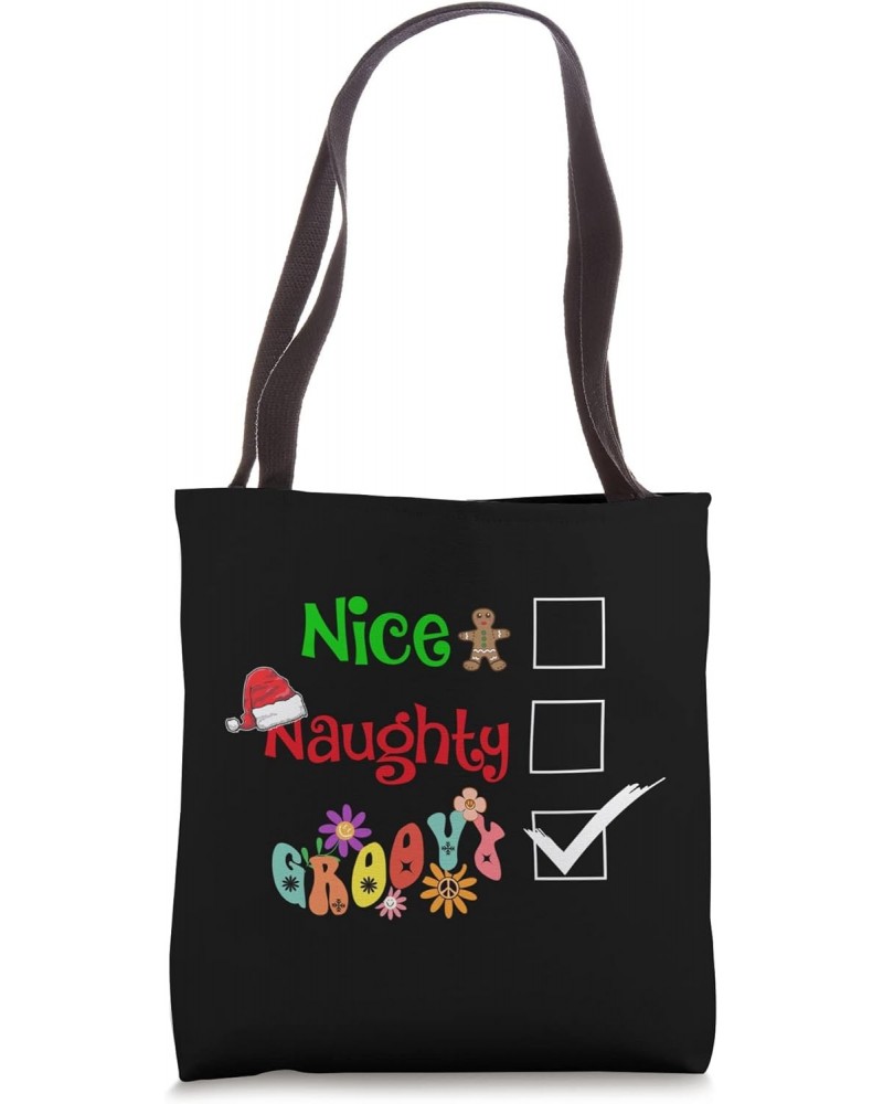 Nice Naughty Groovy Funny Christmas Pyjama Pjs Hippie Flower Tote Bag $10.53 Totes