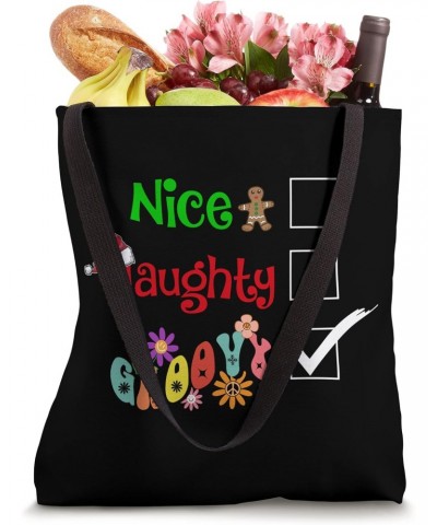 Nice Naughty Groovy Funny Christmas Pyjama Pjs Hippie Flower Tote Bag $10.53 Totes