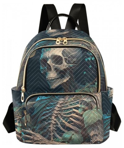 Women's Small Fashion Backpack Forest Skeleton Print Ladies Travel Daypack Aesthetic Shoulder Bag 11.4×6.1×14.1 IN $16.31 Bac...