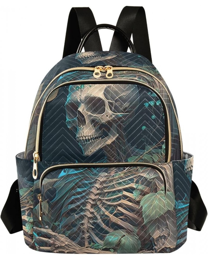 Women's Small Fashion Backpack Forest Skeleton Print Ladies Travel Daypack Aesthetic Shoulder Bag 11.4×6.1×14.1 IN $16.31 Bac...