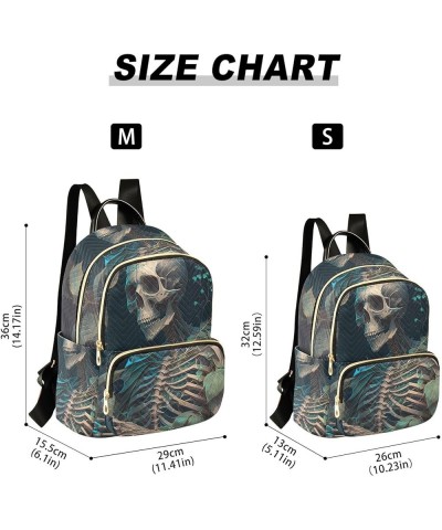 Women's Small Fashion Backpack Forest Skeleton Print Ladies Travel Daypack Aesthetic Shoulder Bag 11.4×6.1×14.1 IN $16.31 Bac...