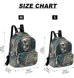 Women's Small Fashion Backpack Forest Skeleton Print Ladies Travel Daypack Aesthetic Shoulder Bag 11.4×6.1×14.1 IN $16.31 Bac...