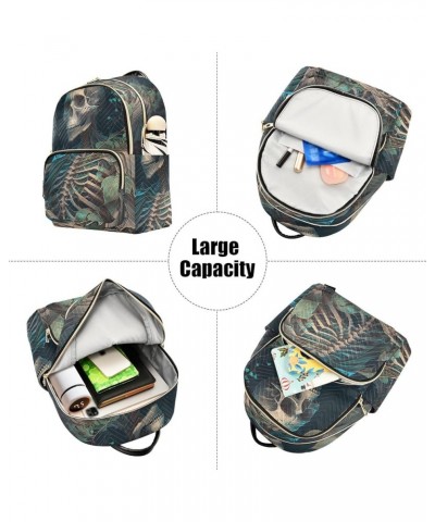 Women's Small Fashion Backpack Forest Skeleton Print Ladies Travel Daypack Aesthetic Shoulder Bag 11.4×6.1×14.1 IN $16.31 Bac...