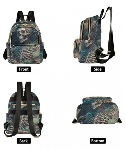 Women's Small Fashion Backpack Forest Skeleton Print Ladies Travel Daypack Aesthetic Shoulder Bag 11.4×6.1×14.1 IN $16.31 Bac...