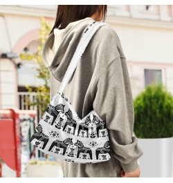 Women Boho Handbag Sweden Dala Horse Flower Black White Underarm Bag Tote Bag Shoulder Bag Crossbody Bag Fluffy Cell Phone Pu...