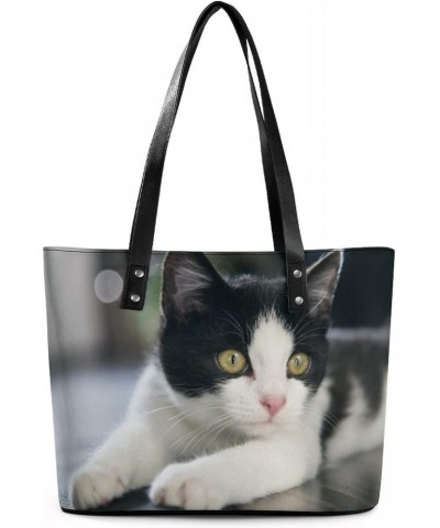 Womens Handbag Cat Leather Tote Bag Top Handle Satchel Bags For Lady $19.24 Totes