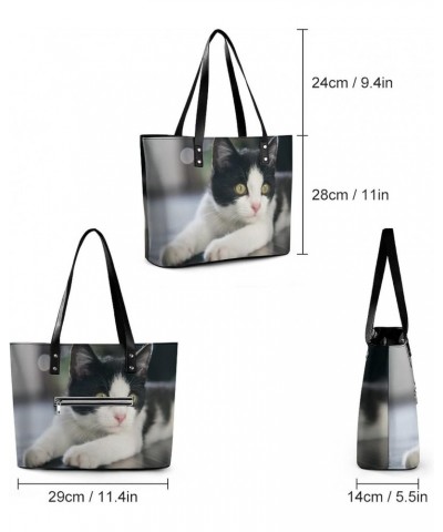 Womens Handbag Cat Leather Tote Bag Top Handle Satchel Bags For Lady $19.24 Totes