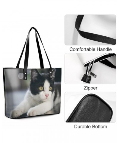 Womens Handbag Cat Leather Tote Bag Top Handle Satchel Bags For Lady $19.24 Totes