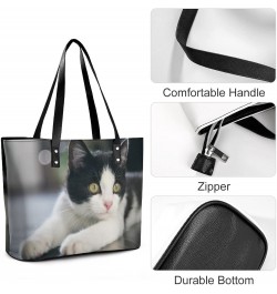 Womens Handbag Cat Leather Tote Bag Top Handle Satchel Bags For Lady $19.24 Totes