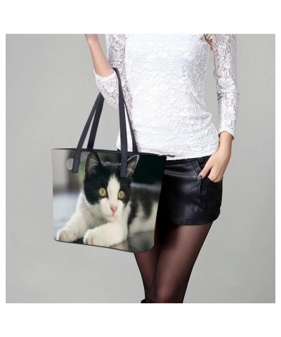 Womens Handbag Cat Leather Tote Bag Top Handle Satchel Bags For Lady $19.24 Totes