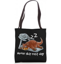 Never Skip Rest Day Gym Workout Cardio Fit Sleeping Otter Tote Bag $9.02 Totes