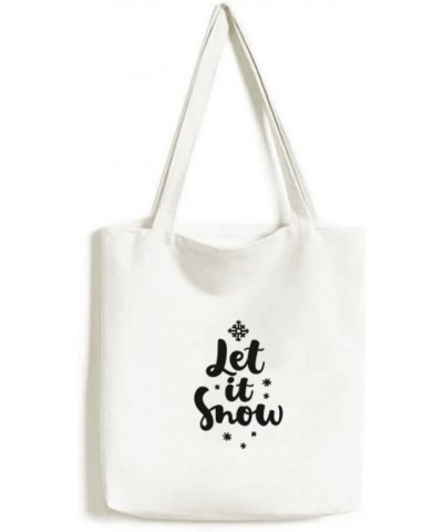 Let It Snow Quote Handwrite Tote Canvas Bag Shopping Satchel Casual Handbag $16.73 Totes