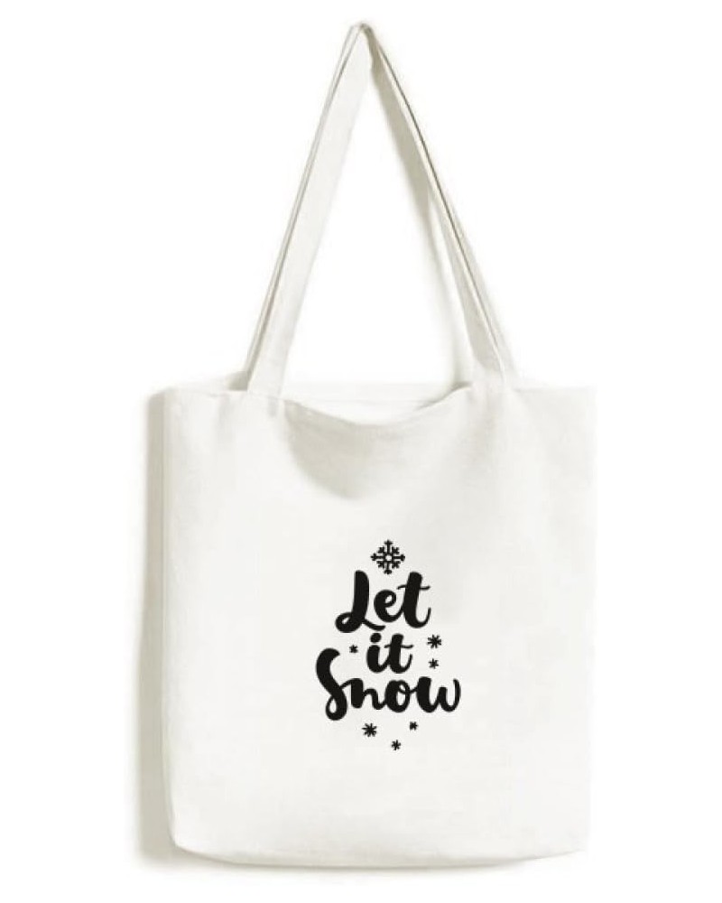 Let It Snow Quote Handwrite Tote Canvas Bag Shopping Satchel Casual Handbag $16.73 Totes