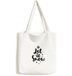 Let It Snow Quote Handwrite Tote Canvas Bag Shopping Satchel Casual Handbag $16.73 Totes