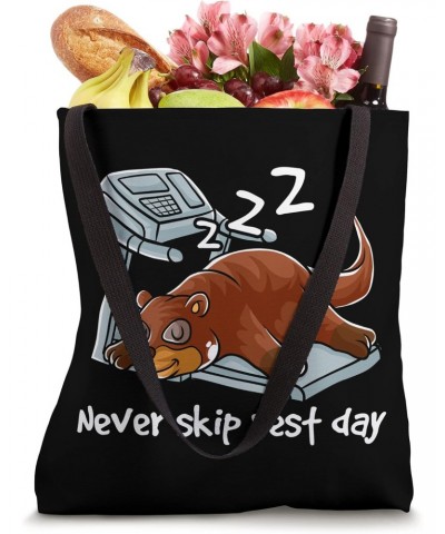 Never Skip Rest Day Gym Workout Cardio Fit Sleeping Otter Tote Bag $9.02 Totes