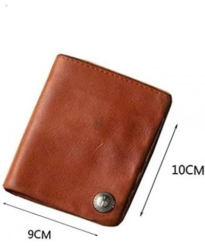 Original Handmade Retro Portable Vegetable Tanned Short Wallet First Layer Leather Ultra-Thin Wallet for Gift (Color : Coffee...