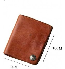 Original Handmade Retro Portable Vegetable Tanned Short Wallet First Layer Leather Ultra-Thin Wallet for Gift (Color : Coffee...