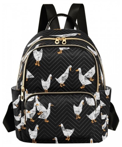 Duck Black Women Backpack Purse Ladies Fashion Shoulder Bag Daypack Travel Bag 7.5L Small $17.35 Backpacks