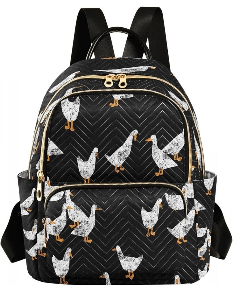 Duck Black Women Backpack Purse Ladies Fashion Shoulder Bag Daypack Travel Bag 7.5L Small $17.35 Backpacks