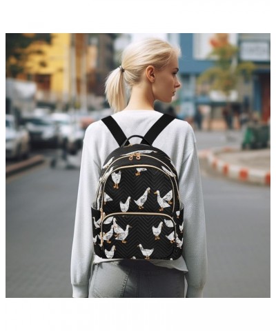 Duck Black Women Backpack Purse Ladies Fashion Shoulder Bag Daypack Travel Bag 7.5L Small $17.35 Backpacks