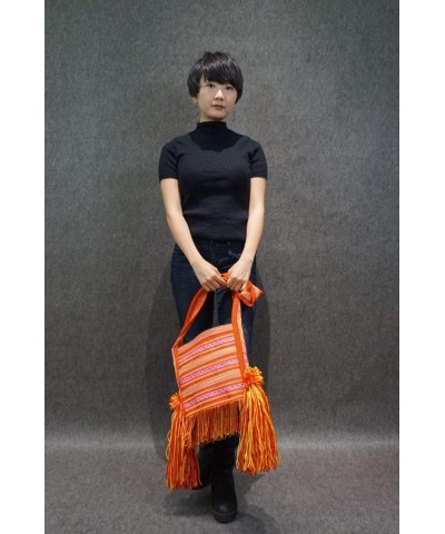 100% Handloom Woven Embroidery Fair Trade Urban Chic Tassel Fringe Tote Handbag Cross Body Shoulder Bag 101 V1 (29*25cm, Stra...