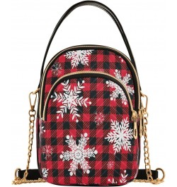 Crossbody Bags Crossbody Purse Chest Bag Christmas Snowflake Checkered Plaid for Women Trendy $13.91 Crossbody Bags