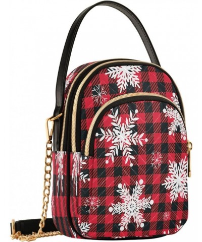 Crossbody Bags Crossbody Purse Chest Bag Christmas Snowflake Checkered Plaid for Women Trendy $13.91 Crossbody Bags