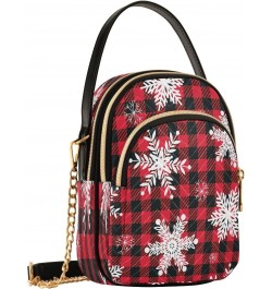 Crossbody Bags Crossbody Purse Chest Bag Christmas Snowflake Checkered Plaid for Women Trendy $13.91 Crossbody Bags