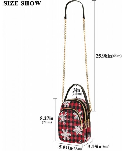 Crossbody Bags Crossbody Purse Chest Bag Christmas Snowflake Checkered Plaid for Women Trendy $13.91 Crossbody Bags