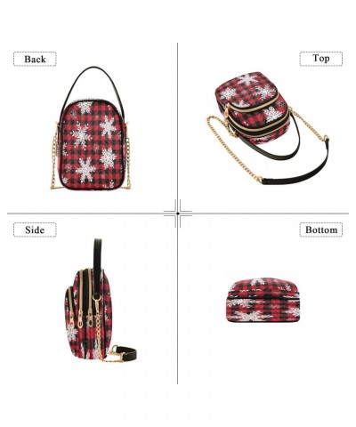 Crossbody Bags Crossbody Purse Chest Bag Christmas Snowflake Checkered Plaid for Women Trendy $13.91 Crossbody Bags