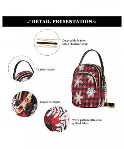 Crossbody Bags Crossbody Purse Chest Bag Christmas Snowflake Checkered Plaid for Women Trendy $13.91 Crossbody Bags