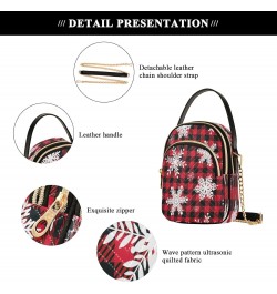 Crossbody Bags Crossbody Purse Chest Bag Christmas Snowflake Checkered Plaid for Women Trendy $13.91 Crossbody Bags