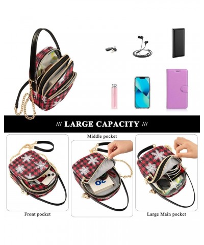 Crossbody Bags Crossbody Purse Chest Bag Christmas Snowflake Checkered Plaid for Women Trendy $13.91 Crossbody Bags