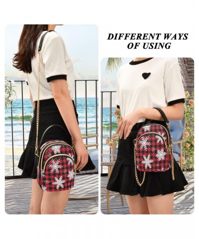 Crossbody Bags Crossbody Purse Chest Bag Christmas Snowflake Checkered Plaid for Women Trendy $13.91 Crossbody Bags